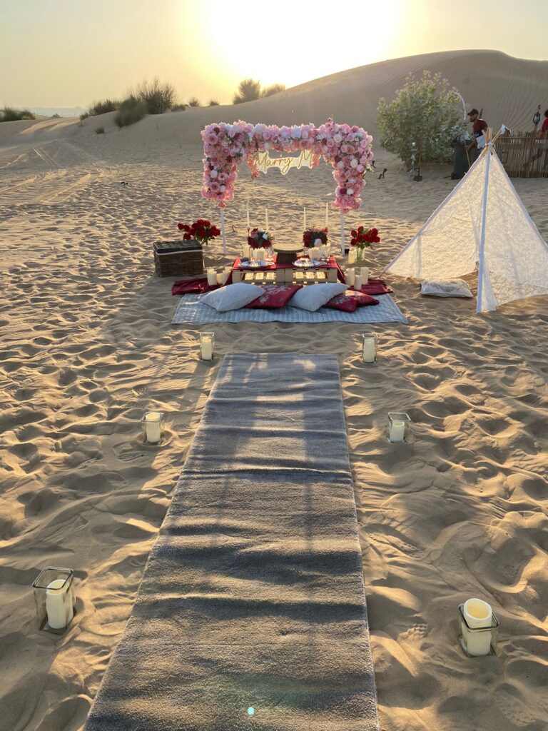 Proposal in a pristine desert of Dubai