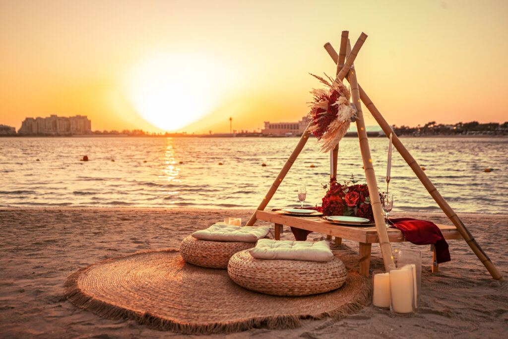 Sunset picnic in Dubai beach