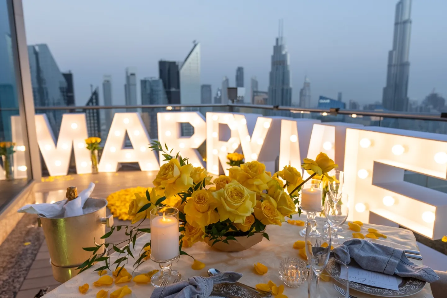 Yellow Marry Me Sign