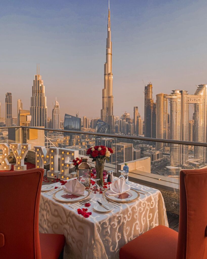 Rooftop proposal with a view in Dubai