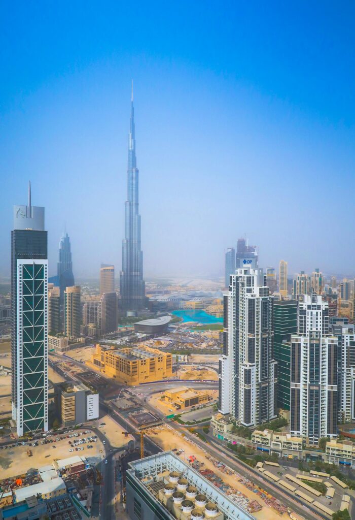pexels-photo-1537493-1537493 Stunning aerial view of Dubai's modern skyline with the iconic Burj Khalifa.