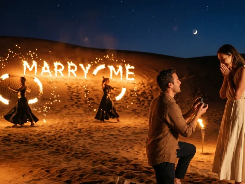 Private Desert Proposal with Surprise Grand Finale