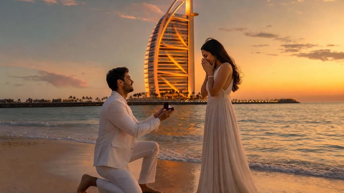 Dubai Marina Skyline View Private Beach Proposal