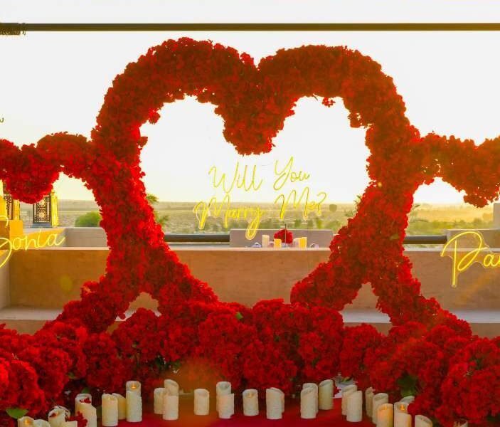 Private Rooftop at Sunset Proposal at Bab Al Shams