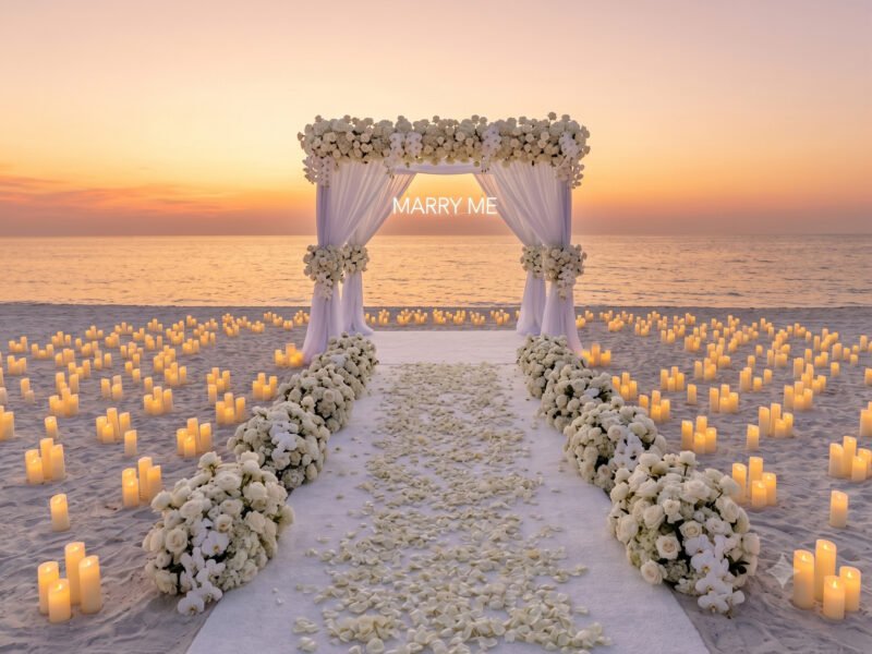 Sunset Beach Proposal at Saadiyat Beach Club