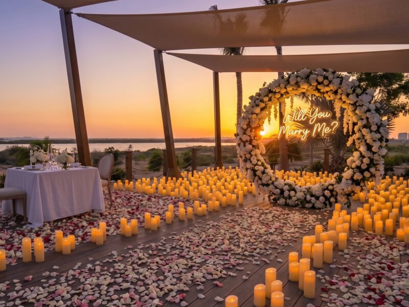 Sunset Beach Proposal at Saadiyat Beach Club