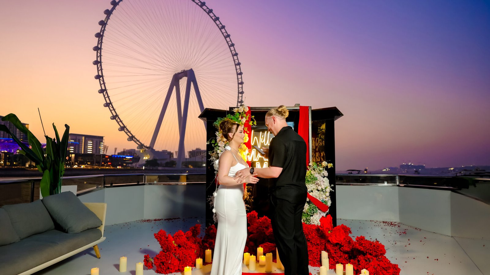 Luxury Boat Proposal at Sunset - luxury proposal by Proposal Dubai