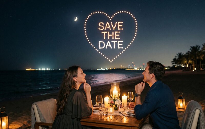 Drone Show Pre-Wedding with Save the Date