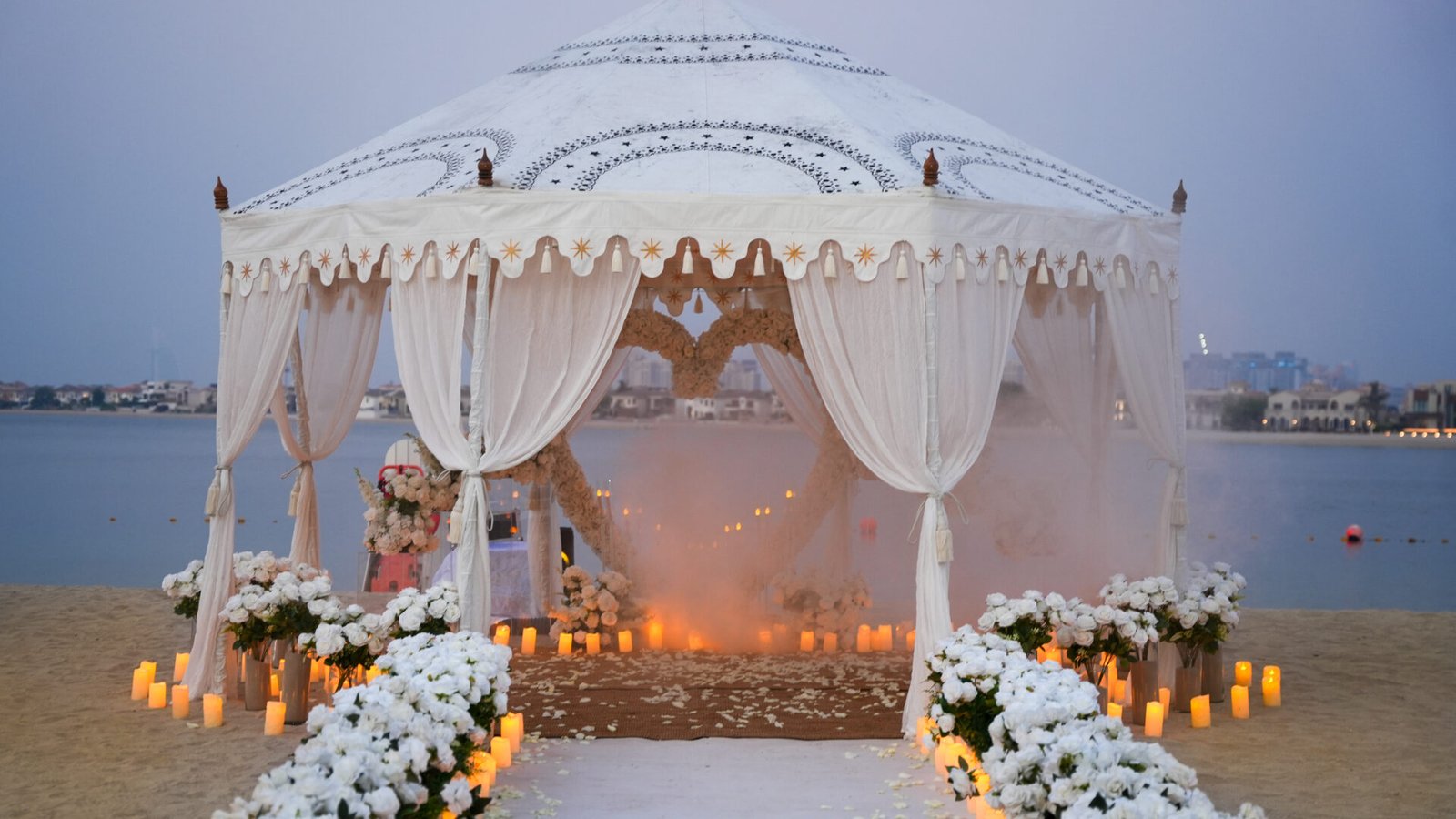 Private Beach at Raffles The Palm After Sunset - luxury proposal by Proposal Dubai