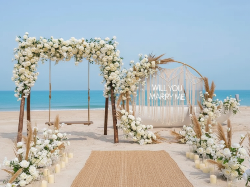 Sunset Beach Proposal at Saadiyat Beach Club