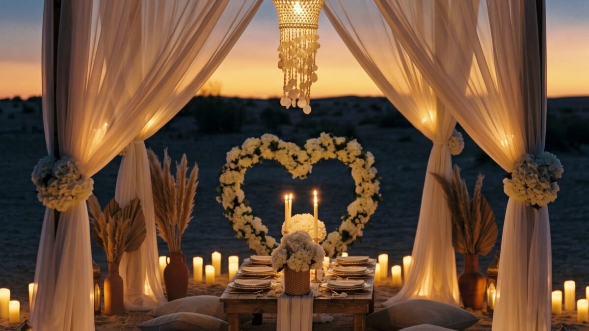 Boho Chic Cabana and Proposal Setup