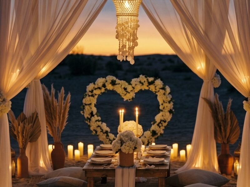 Boho Chic Cabana and Proposal Setup