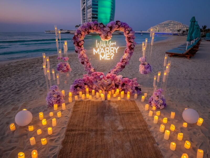 Burj Al Arab View Proposal with Sit-Down Dinner Under the Stars