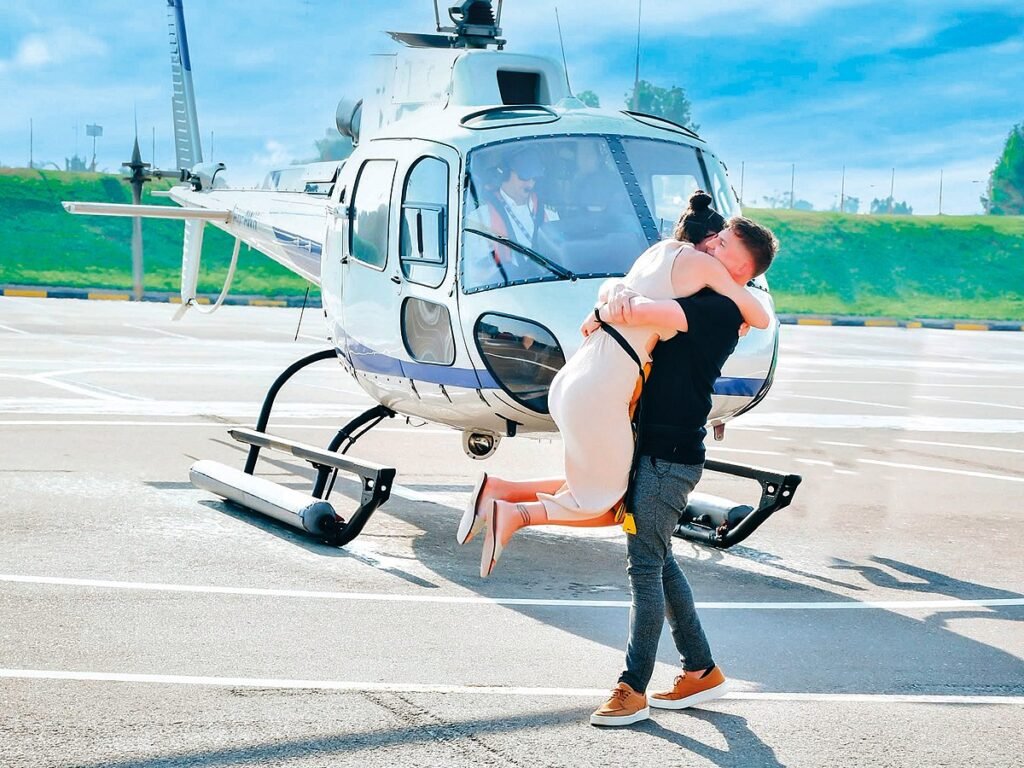 Private helicopter proposal over Dubais skyline, as featured in Gulf News